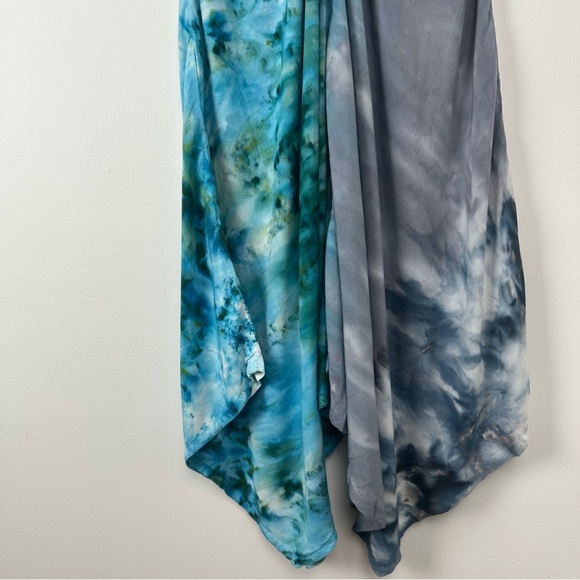 Dyetology Dress Size Small Gray Blue Tie Dye Asymmetrical Beachy Resortwear USA - Picture 4 of 8